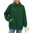 thumbnail image 5 of Oversized Sweatshirt for Women Zaewscy Women's Fashion Winter Sporty Solid Color Pocket Crewneck Loose Sweatshirt Army Green XXL, 5 of 9