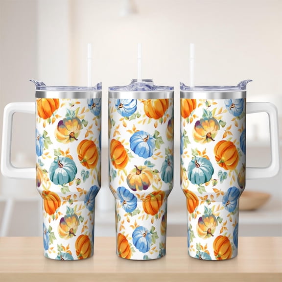 Fall tumbler 40 oz tumbler with handle and straw 304 stainless steel travel cup coffee mug water bottle suitable as a gifts for women Thanksgiving gift