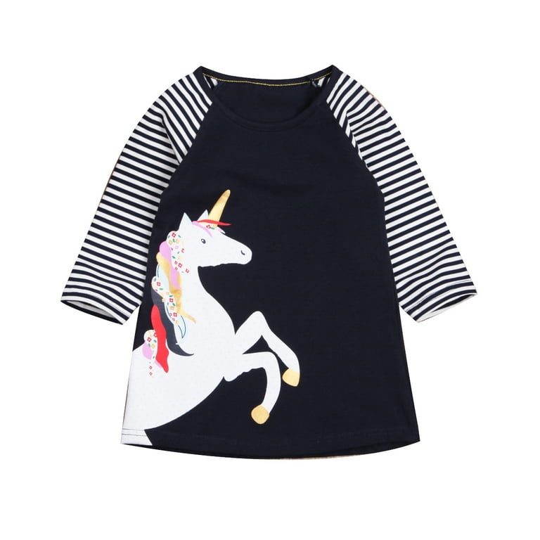 Unicorn Printed Raglan Long Sleeve Dress Black Unicorn Printed Raglan Long Sleeve Dress Black