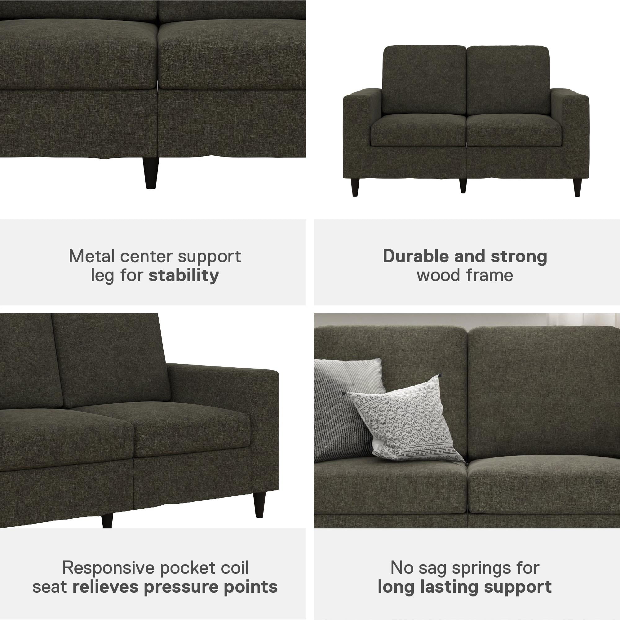 DHP Cooper Loveseat 2 Seater Sofa, Gray Linen