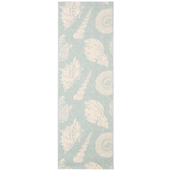 Safavieh Courtyard Harold Geometric Indoor/Outdoor Runner Rug, Aqua/Beige, 2'3" x 6'7"
