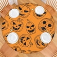 thumbnail image 2 of Jack O Lantern Fiesta Elastic Round Tablecloth - 44 Inch Halloween Stretch Cover for Dining Party Table, 2 of 6