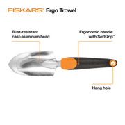 Fiskars 12.25 Ergo Flower Bed Trowel with Cast Aluminum Head