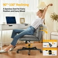 thumbnail image 3 of CloudRest Pro Armless Office Desk Chair, Criss Cross Swivel Chair with Wheels, Wide Seat Adult Vanity Chair for Home Office , Gray, 3 of 7