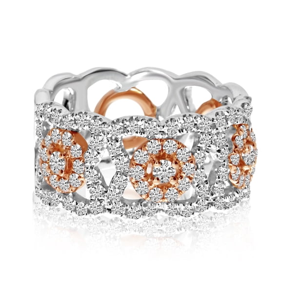 14k Gold Rose Gold Two-toned Diamond Band