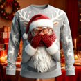 thumbnail image 2 of XIAOCHA Men's Crew Neck Sweatshirt Long Sleeve Santa Graphic Print Holiday Pullover Top, Grey, Sizes L, 2 of 4