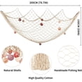 thumbnail image 2 of Rawiri Red de pesca de 200 cm x 150 cm con conchas, decoración temática de playa para fiesta, hogar, sala de estar, dormitorio, decoración de estilo mediterráneo, decoración de pared (blanco), 2 of 5