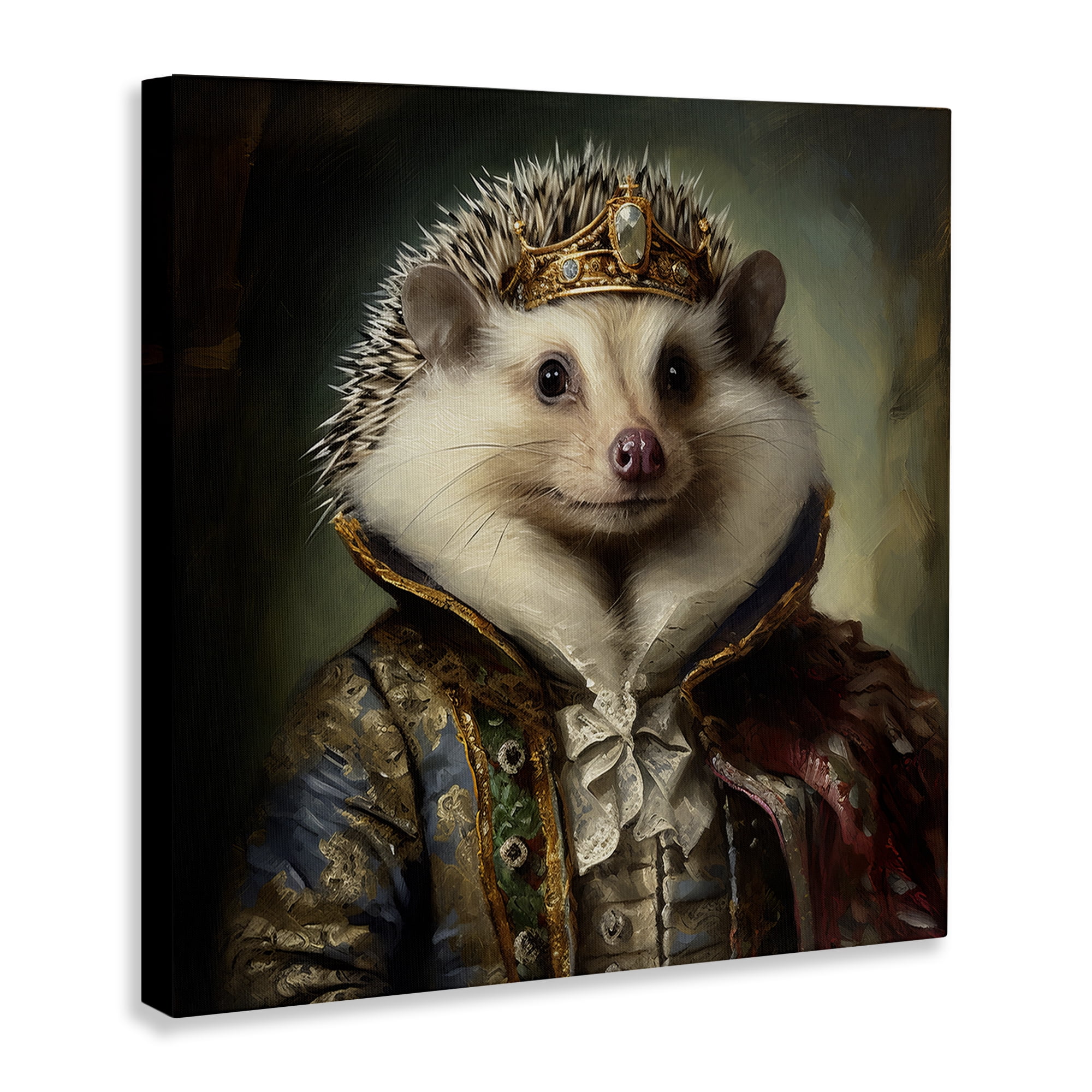 Stupell Industries Hedgehog Regal Transformation Animals & Insects Painting Gallery Wrapped Canvas Art Print Wall Art, 24 x 24