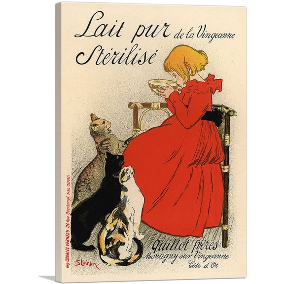 ARTCANVAS Lait Pur Sterilise de la Vingeanne 1894 Canvas Art Print by Theophile Steinlen - Size: 40" x 26" (0.75" Deep)