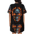 thumbnail image 4 of Womens Pajama Sets With Pocket, Flame Metal Skull Lounge Sets Short Sleeve Sleepwear PJ Sets for Women, 4 of 6
