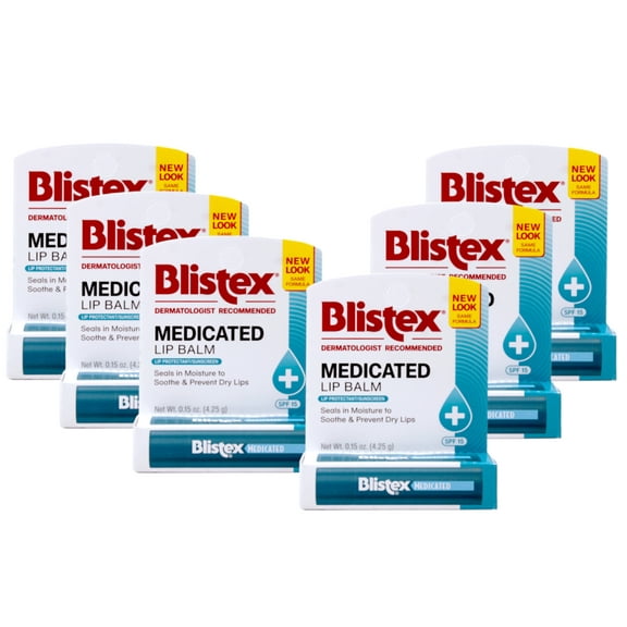 Blistex Medicated Lip Balm with SPF 15 for Dryness, Chapping and Soothes Irritated Lips, 0.15oz - Pack of 6