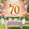 thumbnail image 6 of Golden Theme 70th Birthday Banner Royal Crown Display Pink Balloons Golden Fireworks 70th Anniversary Backdrop for 70th Birthday Party Senior Anniversary Family Celebration, 6 of 9