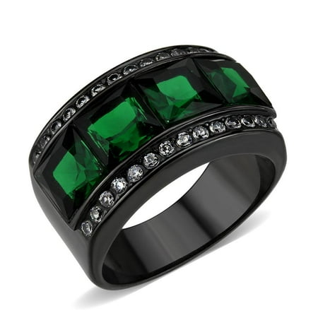 Womens Light Black Ring Anillo Para Mujer Stainless Steel Ring in Emerald Clara