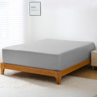 100% Cotton Fitted Sheet Queen Size - Sateen Weave, Deep Pocket (16"), Light Beige, 1 Bottom Sheet Only