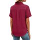 thumbnail image 5 of Craaazy Women Casual Collared Blouse, Solid Color Short Sleeve Button Down Shirt, Loose Fit Comfy V Neck Top for Daily Wear Gifts, 5 of 5