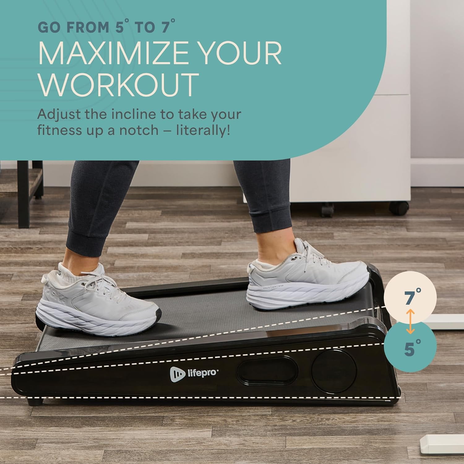 LifePro 30in Walking Pad Treadmill Under Desk – Compact Walking Pad for Home & Office, 7° Incline, 3 MPH, LED Display - Black