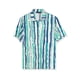 thumbnail image 5 of CAMISA HAWAIANA DE HOMBRES CON RAYAS Y MANGAS CORTAS, BOTONES, ESTAMPADO, AZUL VERDE, 5 of 6