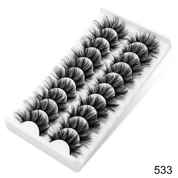 Yonteia 3/5/10/12 pares 3D Faux Mink Lashes Fluffy Soft Wispy Volume Natural pestañas postizas largas pestañas reutilizables maquillaje Tan Jianjun unisex