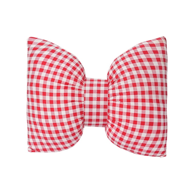 Birdeem Red Bow Throw Pillow for Couch, Decorative Cute Soft Backrest Cushion for Bed, Cozy Polyester Pillow for Reading or Relaxing