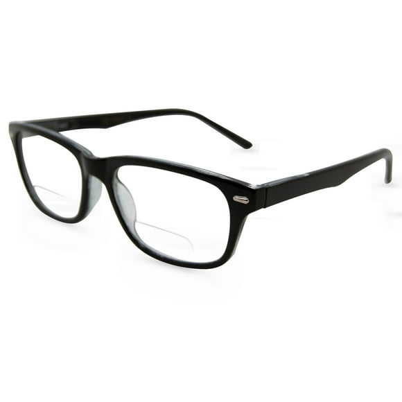 In Style Eyes Seymore Retro Bifocal Reading Glasses - Bifocal Readers for Women and Men, Non-progressive, Adaptive Spring Hinges - Clear Black, 2.5x