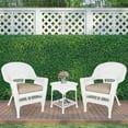 thumbnail image 2 of Jeco Ensemble de Conversation en Osier 3 Pcs, Blanc, avec Coussins Beige, 2 of 10
