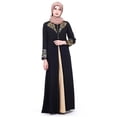 thumbnail image 5 of Elegant Printed Muslim Dresses Abayas Robe Patchwork with Button for Womens, 5 of 12