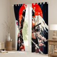 thumbnail image 3 of Manfei Ukiyo-e Samurai Armor Black Out Curtains for Boys Men, Fuji Sakura Curtains Pack of 2 (42x63 Each), Black Red White, 3 of 6