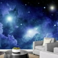 thumbnail image 3 of Idea4wall 4pcs Azure Nebula Galaxy Stick Wallpaper Removable Wall Murals Large Wall Stickers for Home Decoration, 66"x96", 3 of 5