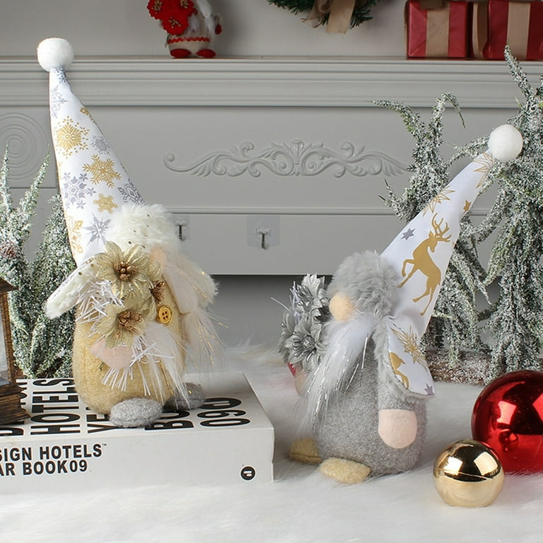 Leipple Christmas Gnome Plush Decorations - Handmade Swedish Tomte Scandinavian Santa Elf Ornaments - Gnome Christmas Decor for