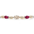 thumbnail image 3 of Gem Stone King 925 Silver and 10K Yellow Gold Peach Morganite and Red Ruby and Lab Grown Diamond Bracelet for Women | 1.91 Cttw | Gemstone October Birthstone | Oval 7X5MM | Fully Adjustable 9", 3 of 5