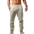 thumbnail image 3 of ZAXARRA Men Hip hop Style Cotton Linen Trousers Soft Breathable Long Pants, 3 of 5