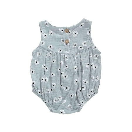 

AMILIEe Infant Baby Girls Summer Flower Print Sleeveless Romper One-piece 0-18 Month
