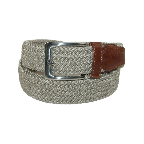 CTM - Men's Big & Tall Elastic Braided Belt with Silver Buckle and Tan ...
