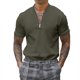 thumbnail image 1 of Camiseta ajustada para hombre, informal, de color puro, con cremallera, cuello simulado, manga corta para uso diario, 1 of 5