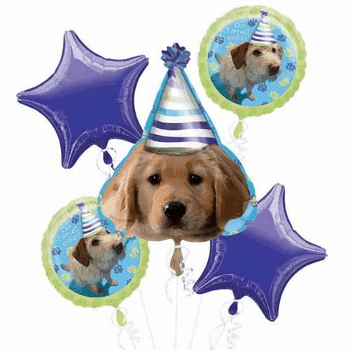 Puppy Party Foil Mylar Balloon Bouquet (5pc)