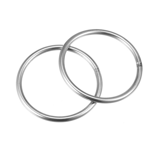 Unique Bargains 70mm (2,76 ') Dia Extérieur 5mm Épaisseur Soudé O Anneau 304 Acier Inoxydable 2 Pack