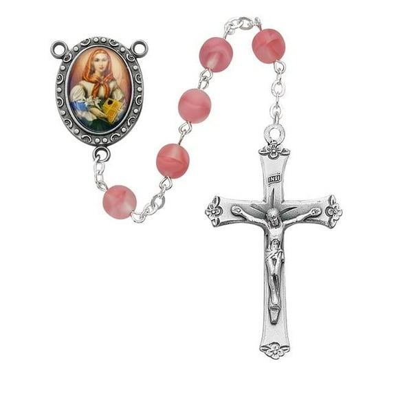 Mcvan R922F 7 mm St. Dymphna Boxed Rosary, Pink