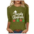 thumbnail image 2 of Aqestyerly Hauts de Noël pour Femmes Mode Féminine T-Shirt Imprimé de Noël Manches 3/4 Blouse Col Rond Hauts Décontractés, 2 of 5