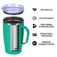 thumbnail image 7 of 17 oz Coffee Mug with Handle, Double Powder Coated Insulated Travel Coffee Cup for Cold & Hot Drinks, Pinkish Green, 7 of 7