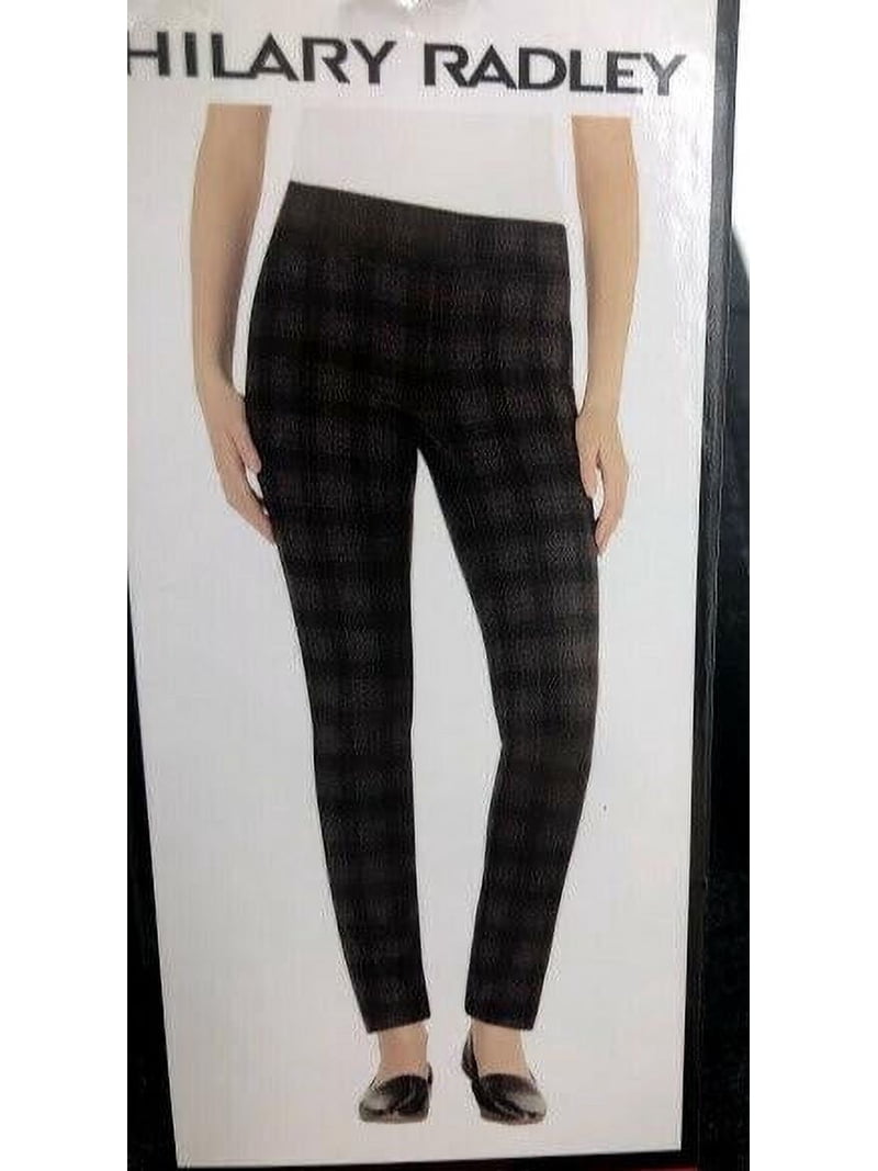 hilary radley ladies' plaid dress pant Brown Off-White Tailored Wide-Leg Plaid Pant