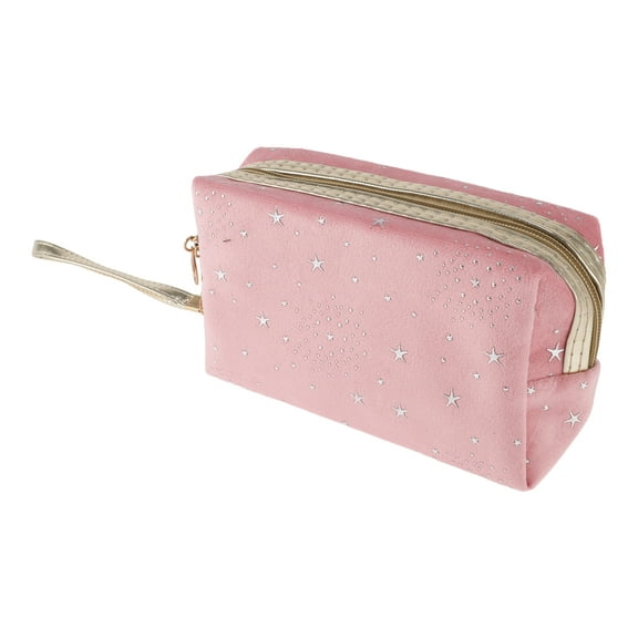 1 Pc Women Portable Stars Makeup Bag for Travel Vacation Camping Gym Pink Flannel