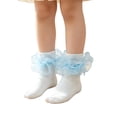 thumbnail image 2 of CHCNHAC Girls Ruffle Lace Socks 2 Pairs Light Blue, Toddler Frilly Princess Socks, Soft Cotton Ankle Socks for Kids, Cute Gift for Party Daily Wear, 2 of 6