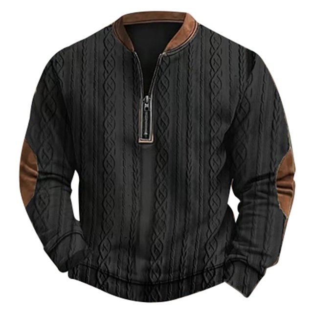 Tricot Imprimé Numérique 3D Automne Hiver 2024 Mode Décontractée pour Hommes Demi-Fermeture à Glissière Col Rond Sans Capuche Confortable Élégant