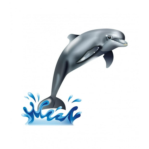 Wallmonkeys Friendly Looking Cute Dolphin in Leap Peel and Stick Wall Decals WM3268 (48 in W x 44 in H)