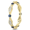 thumbnail image 2 of Dazzlingrock Collection 10K Round Blue Sapphire & White Diamond Ladies Wedding Eternity Stackable Band, Yellow Gold, Size 8, 2 of 4