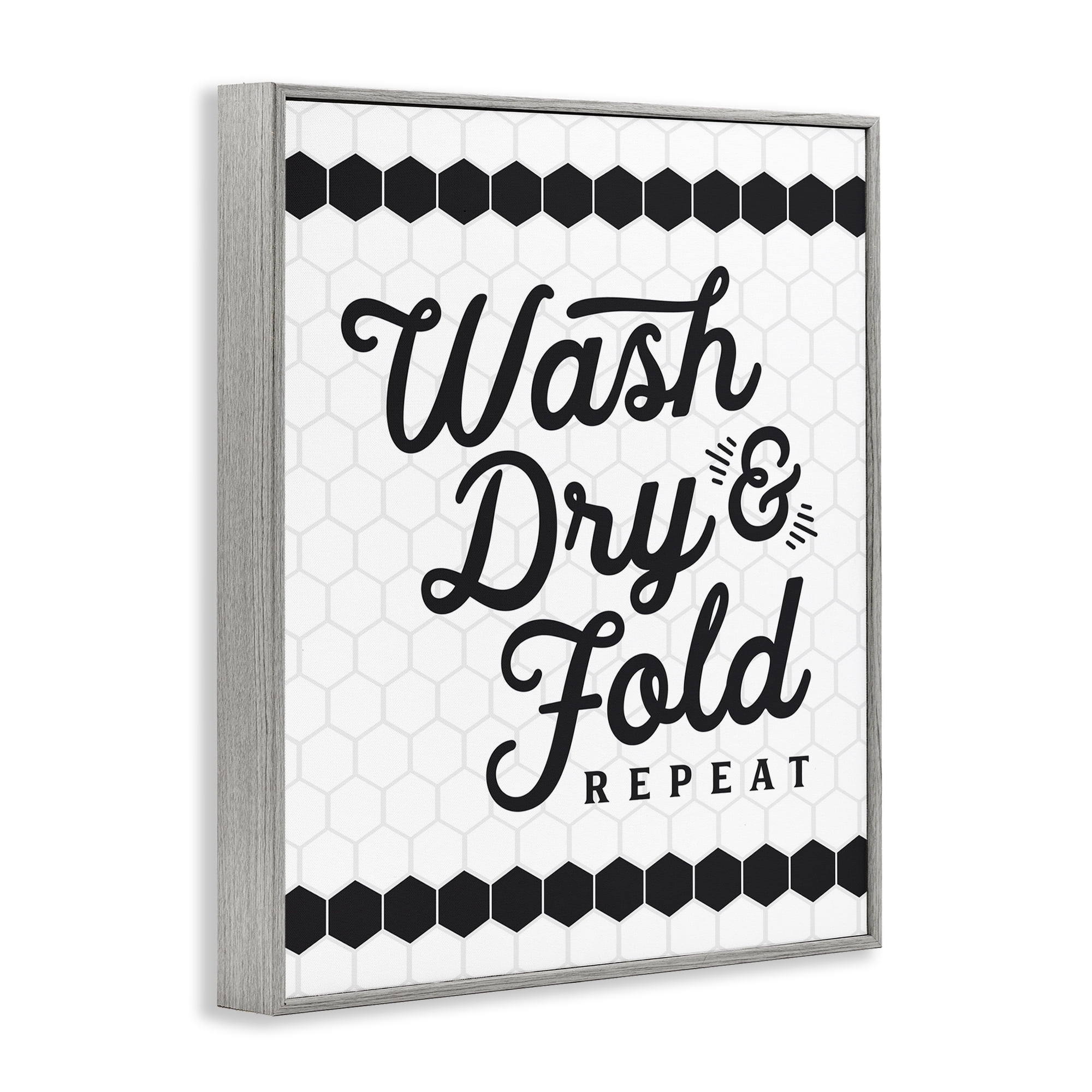 Stupell Industries Geometric Laundry Phrase Typography Painting Gray Framed Art Print Wall Art, 24 x 30
