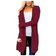 thumbnail image 2 of Fiaer Women'S Oversized Long Cardigan Sweaters With Hooded Pure Color Front Open Long Sleeve Casual Trendy Knit Tops With 2 Pockets Red XXL, 2 of 8