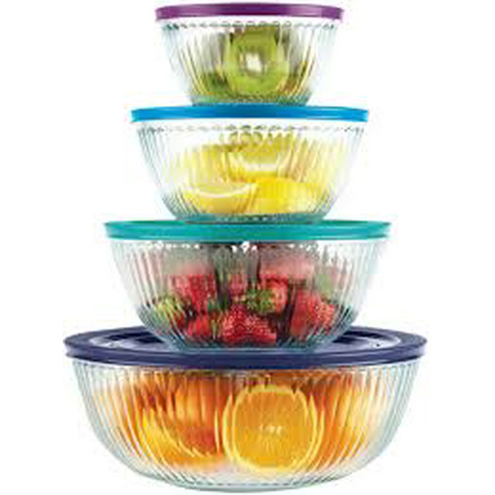 4 pyrex glass mixing bowls with lids - Walmart.com - Walmart.com