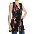 thumbnail image 2 of FREE PEOPLE Womens Black Floral Sleeveless V Neck Tunic Casual Top M, 2 of 3