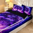 thumbnail image 3 of Homewish Glowing Purple Nature Tree Zipper Twin Comforter Sets with Fitted Sheet and 2 Pillowcases,Watercolor Botanical Zipper Bedding Set,Black Reversible,4pcs, 3 of 8